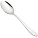 A silver Chef & Sommelier dessert spoon with a white handle.