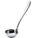 A close-up of a Chef & Sommelier stainless steel sauce ladle with a long handle and a bowl.