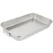 A silver rectangular Vollrath aluminum roasting pan with handles.