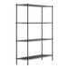 A black metal Regency wire shelving unit with four shelves.