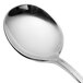 A close-up of a Chef & Sommelier stainless steel soup spoon with a silver handle.