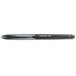 A Uni-Ball black roller ball pen with a clear cap.