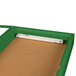 An Aarco green rectangular indoor lighted bulletin board cabinet.