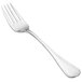 A silver fork with a white background.