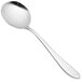 A close-up of a Chef & Sommelier stainless steel soup spoon with a silver handle.