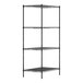 A black metal Regency wire shelving unit with four shelves.