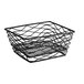 An American Metalcraft black metal square birdnest basket with a handle.