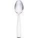 A Libbey stainless steel teaspoon with a white handle and silver spoon.