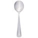 A silver spoon with a white background.