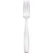 A Libbey stainless steel dinner fork with a white background.