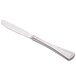 A close-up of a Libbey stainless steel butter knife with a handle.