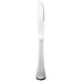 A stainless steel steak knife with a silver solid handle.