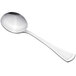 A Libbey stainless steel bouillon spoon with a silver handle.