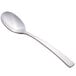 A Libbey stainless steel demitasse spoon with a silver handle.