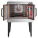 A Vulcan commercial electric convection oven with a door open.