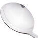 A close-up of a Libbey stainless steel bouillon spoon with a silver handle.