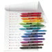 A row of Paper Mate InkJoy gel pens with different colored barrels on lined paper.