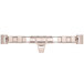 A white plastic MetroMax Q stackable shelf ledge with two holes.