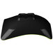 A black melamine bowl with green trim.