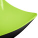 A close up of a green Brasilia melamine bowl with a black rim.