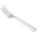 A close-up of a Libbey Vermont stainless steel utility/dessert fork with a silver handle.