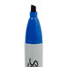 A blue plastic container of 12 blue Sharpie chisel tip markers.