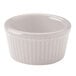 A Hall China fluted ramekin with a white rim.