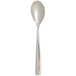 An Arcoroc stainless steel dessert spoon with a long handle.