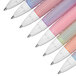 A row of Uni-Ball Signo 207 gel pens with assorted ink and barrel colors.