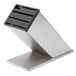 A silver and black rectangular Dexter-Russell knife block.