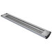 A long curved metal light fixture with LED lights.