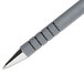 The gray and silver tip of a Paper Mate FlexGrip Ultra pen.