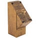 A wooden knife holder with holes for Dexter-Russell 7-Piece Knife Set.