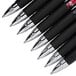 A row of black and silver Uni-Ball Signo 207 pens with black caps.
