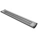 A long black Hatco curved infrared food warmer with rectangular lights.