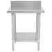 A stainless steel Advance Tabco work table with undershelf.