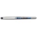 A white and blue Uni-Ball Vision pen with a silver tip.