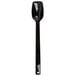 A black plastic spoon with a handle.