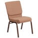 A Flash Furniture caramel church chair with a copper vein frame.