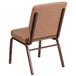 A brown Flash Furniture church chair with metal legs and a wooden frame in beige fabric.