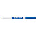 A close up of a blue Expo fine point marker with white details.