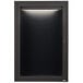 A black cabinet with a light on it and a black letter board inside.