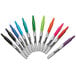 A group of Sharpie 12-color fine point retractable permanent markers with different colors.