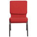 A red Flash Furniture church chair with a silver metal frame.