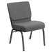 A Flash Furniture gray church chair with a silver metal frame.