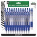 Zebra 12225 Z-Grip Blue Ink with Clear Barrel 1mm Retractable Ballpoint Pen - 24/Pack