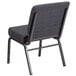 A Flash Furniture dark gray church chair with metal legs.