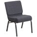 A Flash Furniture dark gray church chair with a silver metal frame.