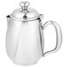 A Vollrath stainless steel creamer with a lid.