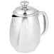 A silver stainless steel Vollrath creamer with a lid.